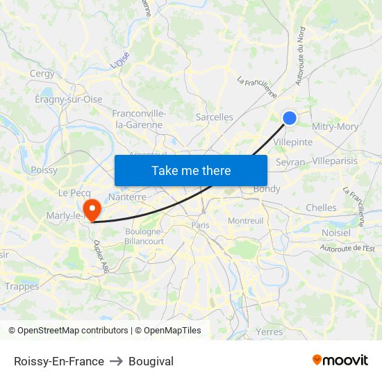 Roissy-En-France to Bougival map