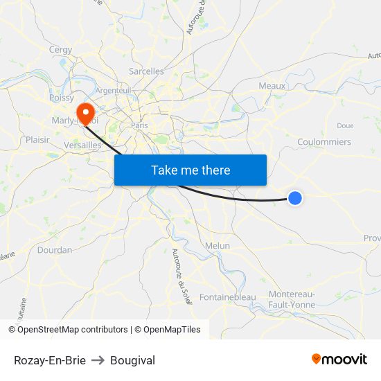 Rozay-En-Brie to Bougival map