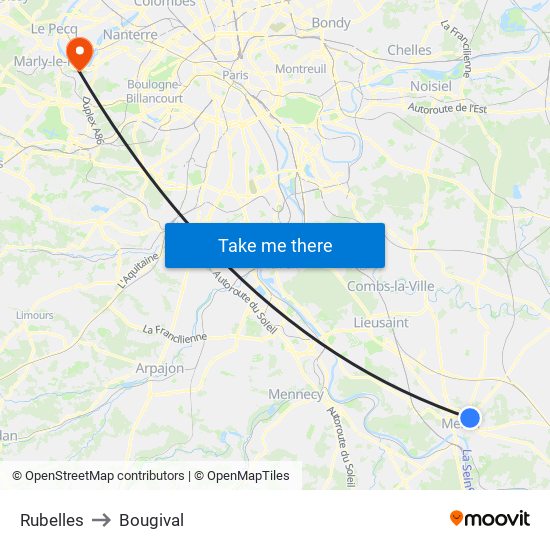 Rubelles to Bougival map