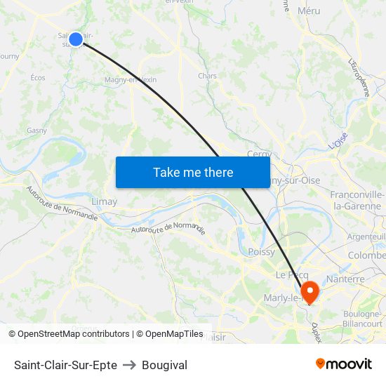 Saint-Clair-Sur-Epte to Bougival map