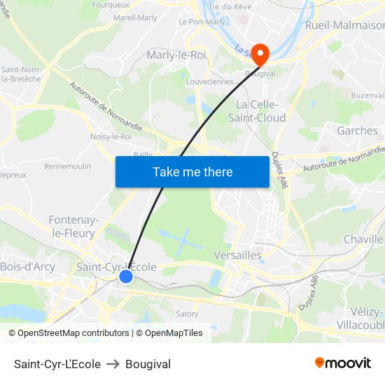 Saint-Cyr-L'Ecole to Bougival map