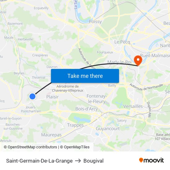 Saint-Germain-De-La-Grange to Bougival map