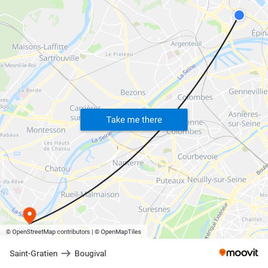 Saint-Gratien to Bougival map