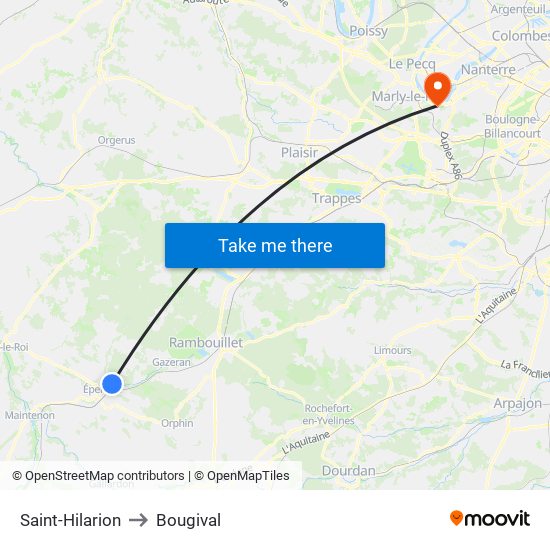 Saint-Hilarion to Bougival map