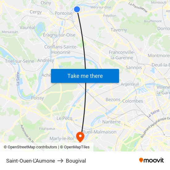 Saint-Ouen-L'Aumone to Bougival map