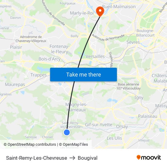 Saint-Remy-Les-Chevreuse to Bougival map