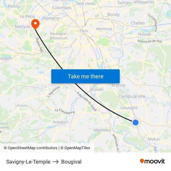 Savigny-Le-Temple to Bougival map