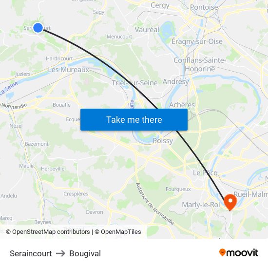 Seraincourt to Bougival map