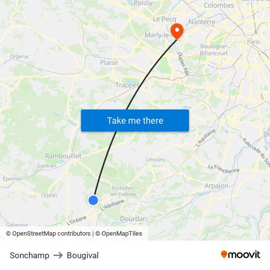 Sonchamp to Bougival map