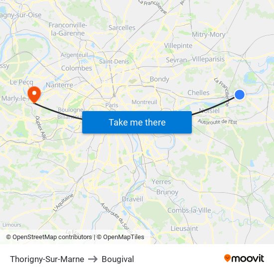 Thorigny-Sur-Marne to Bougival map