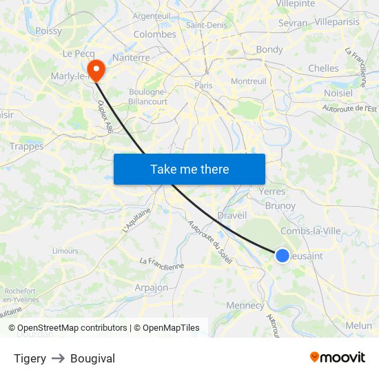 Tigery to Bougival map
