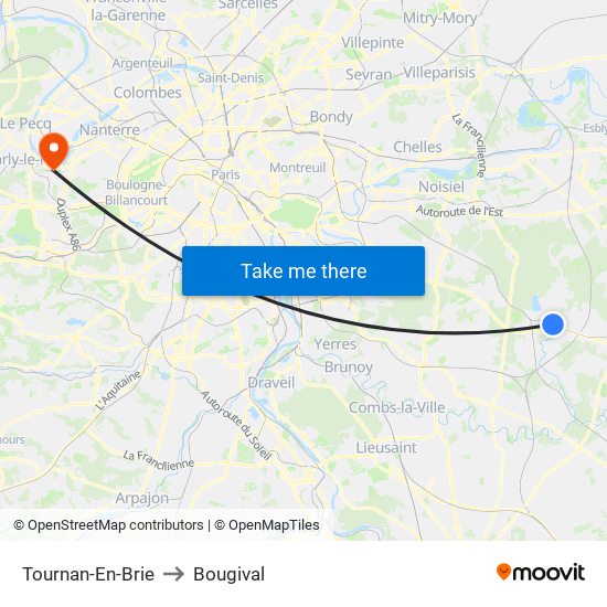 Tournan-En-Brie to Bougival map