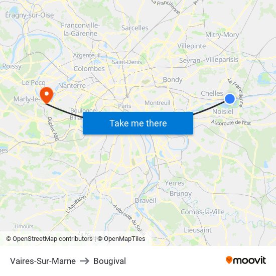 Vaires-Sur-Marne to Bougival map