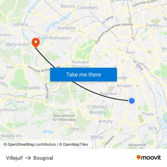 Villejuif to Bougival map