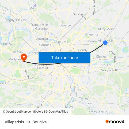 Villeparisis to Bougival map