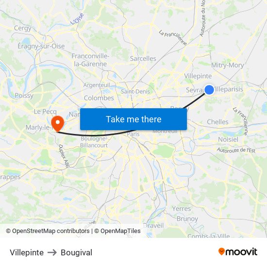 Villepinte to Bougival map