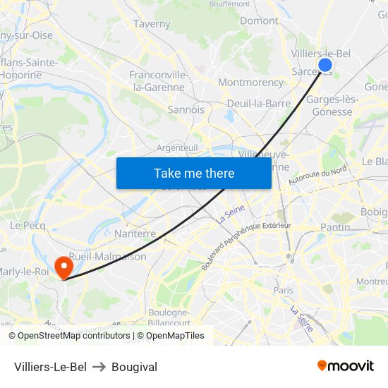 Villiers-Le-Bel to Bougival map