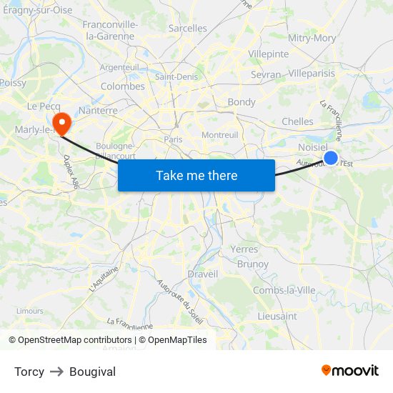 Torcy to Bougival map