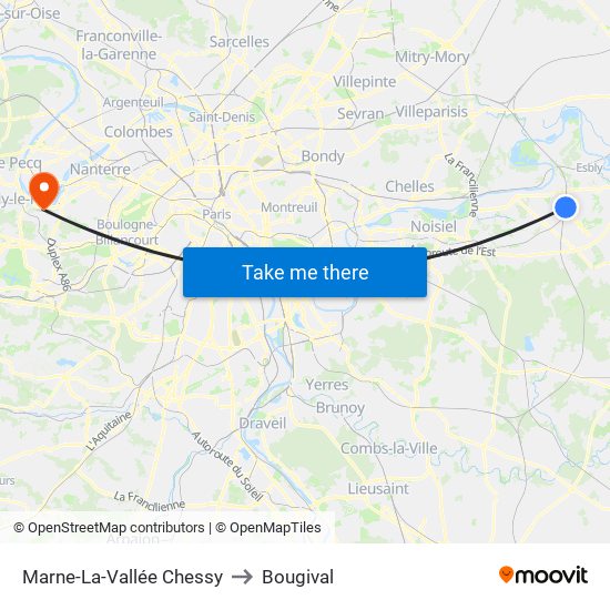 Marne-La-Vallée Chessy to Bougival map