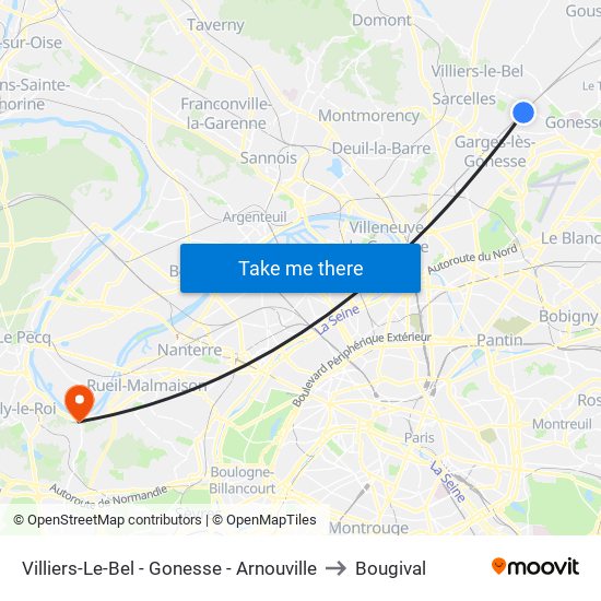Villiers-Le-Bel - Gonesse - Arnouville to Bougival map