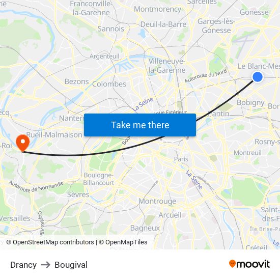 Drancy to Bougival map