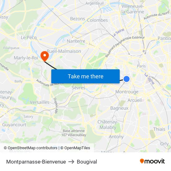 Montparnasse-Bienvenue to Bougival map