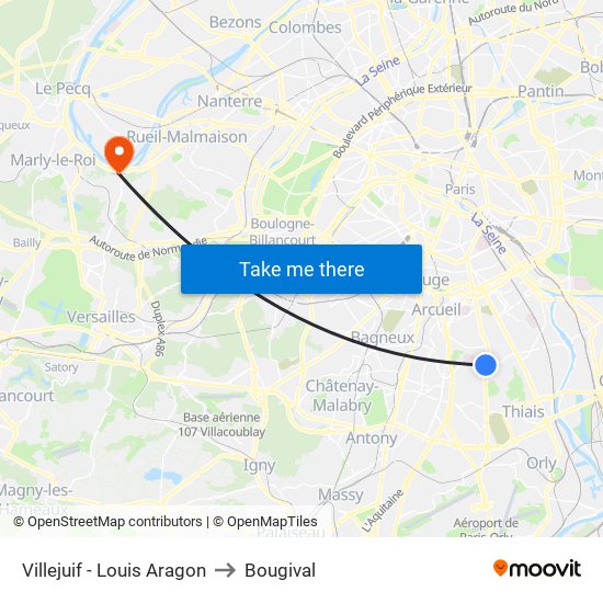 Villejuif - Louis Aragon to Bougival map