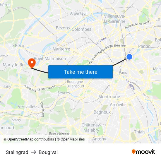 Stalingrad to Bougival map