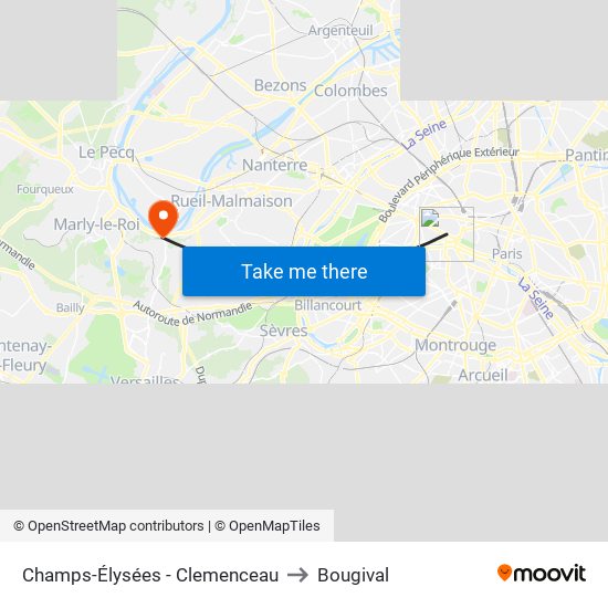 Champs-Élysées - Clemenceau to Bougival map