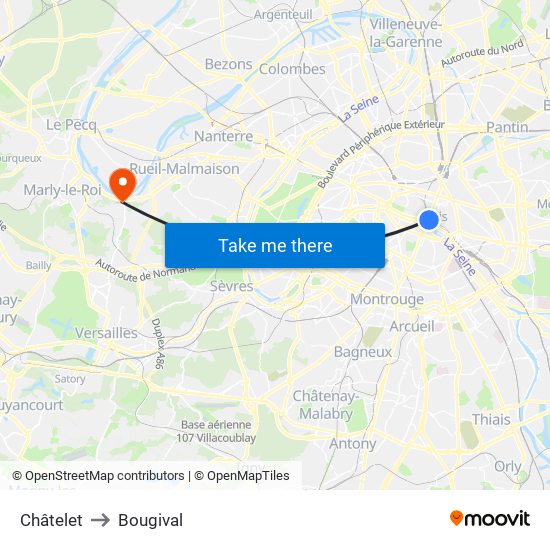 Châtelet to Bougival map
