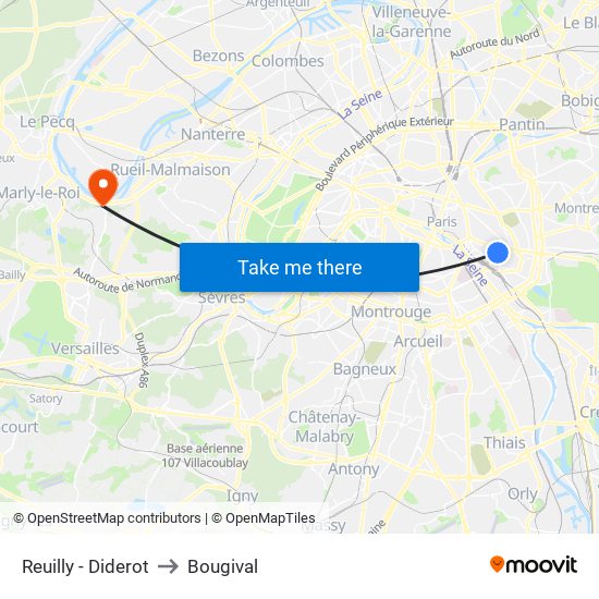 Reuilly - Diderot to Bougival map