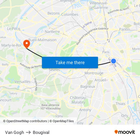 Van Gogh to Bougival map