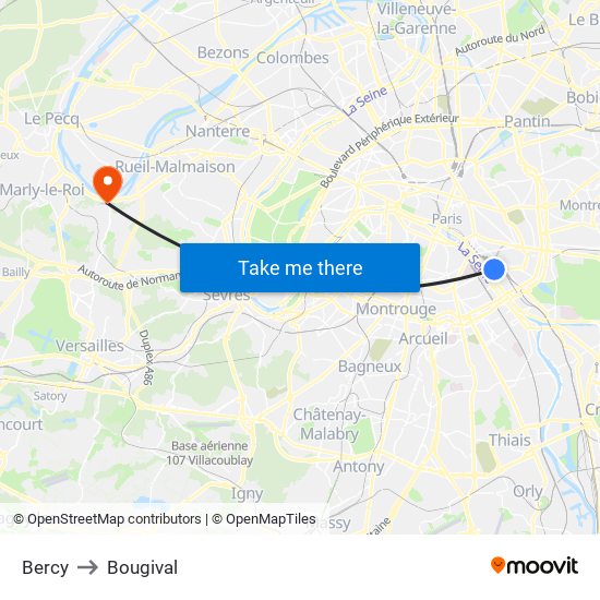 Bercy to Bougival map