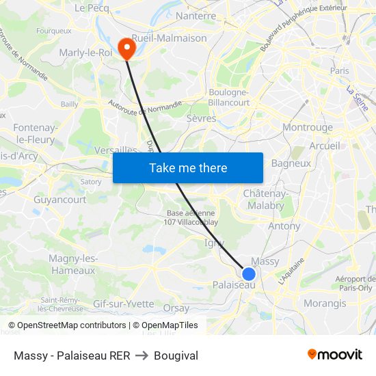 Massy - Palaiseau RER to Bougival map