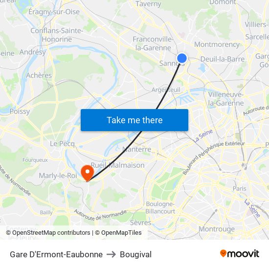 Gare D'Ermont-Eaubonne to Bougival map