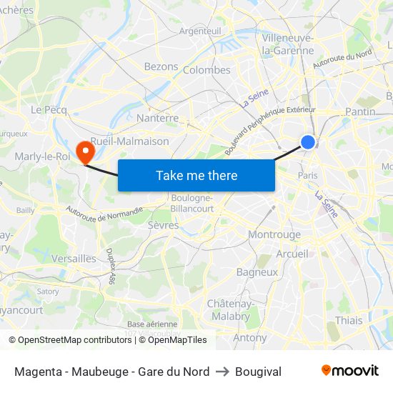 Magenta - Maubeuge - Gare du Nord to Bougival map