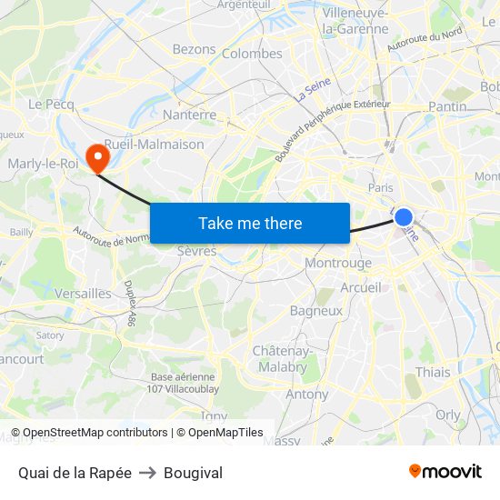 Quai de la Rapée to Bougival map