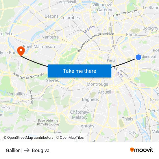 Gallieni to Bougival map
