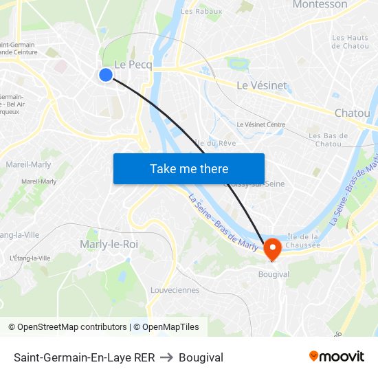 Saint-Germain-En-Laye RER to Bougival map