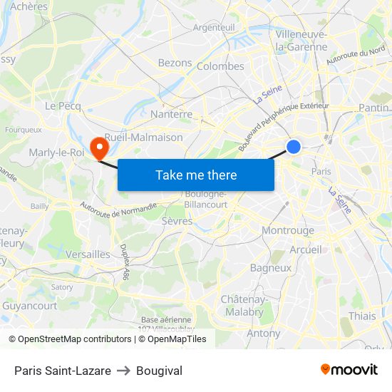 Paris Saint-Lazare to Bougival map