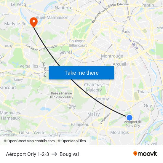 Aéroport Orly 1-2-3 to Bougival map