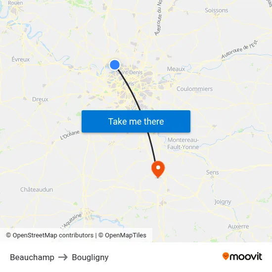 Beauchamp to Bougligny map