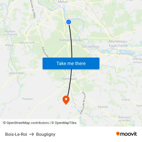 Bois-Le-Roi to Bougligny map