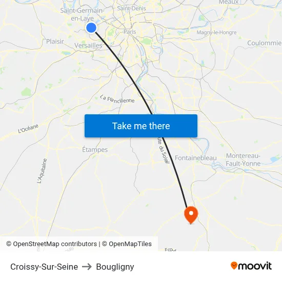 Croissy-Sur-Seine to Bougligny map