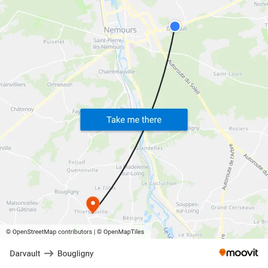 Darvault to Bougligny map