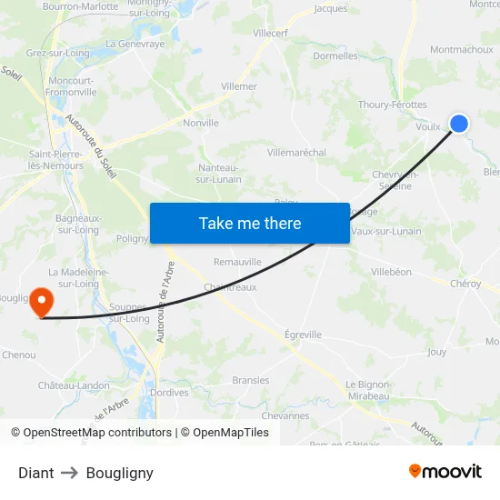 Diant to Bougligny map