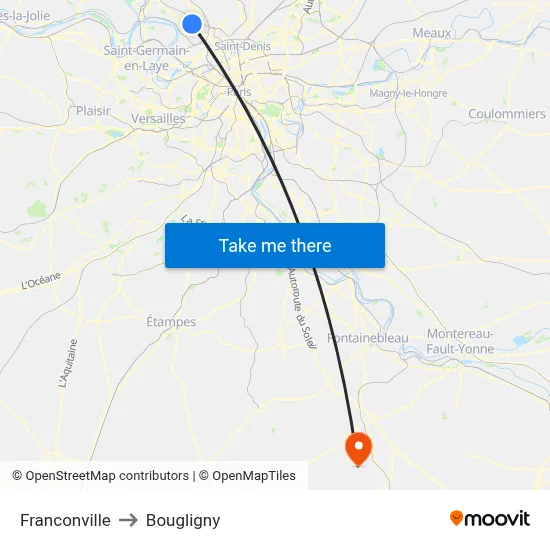 Franconville to Bougligny map