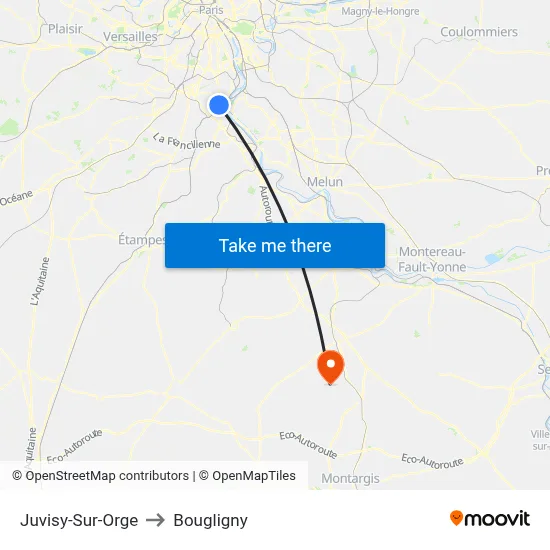 Juvisy-Sur-Orge to Bougligny map