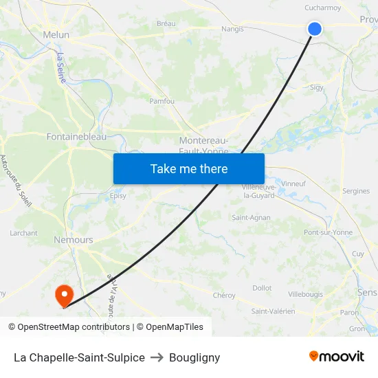 La Chapelle-Saint-Sulpice to Bougligny map