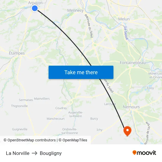 La Norville to Bougligny map